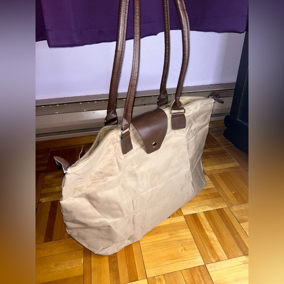 FOLDABLE overnight tote shoulder tan Bag - Picture 1 of 8
